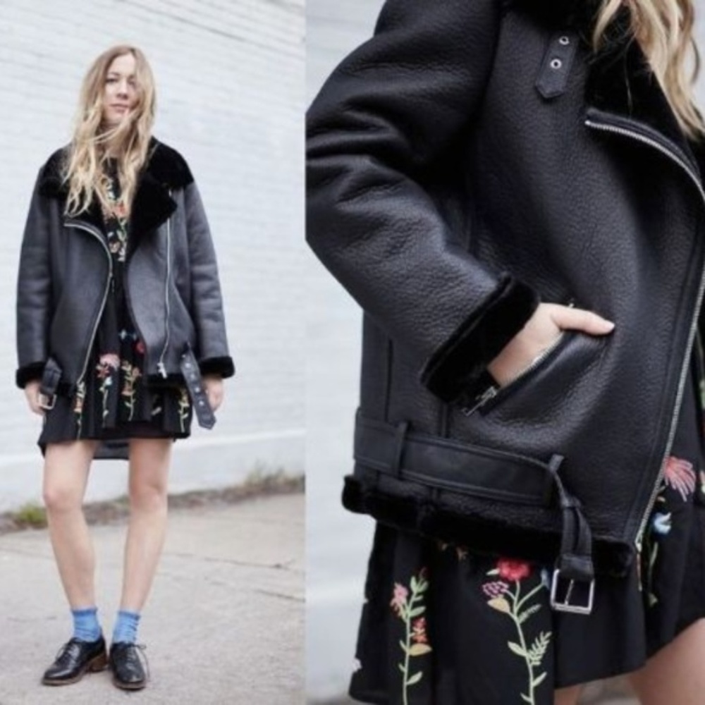 Zara Double Faced Black Biker Jacket